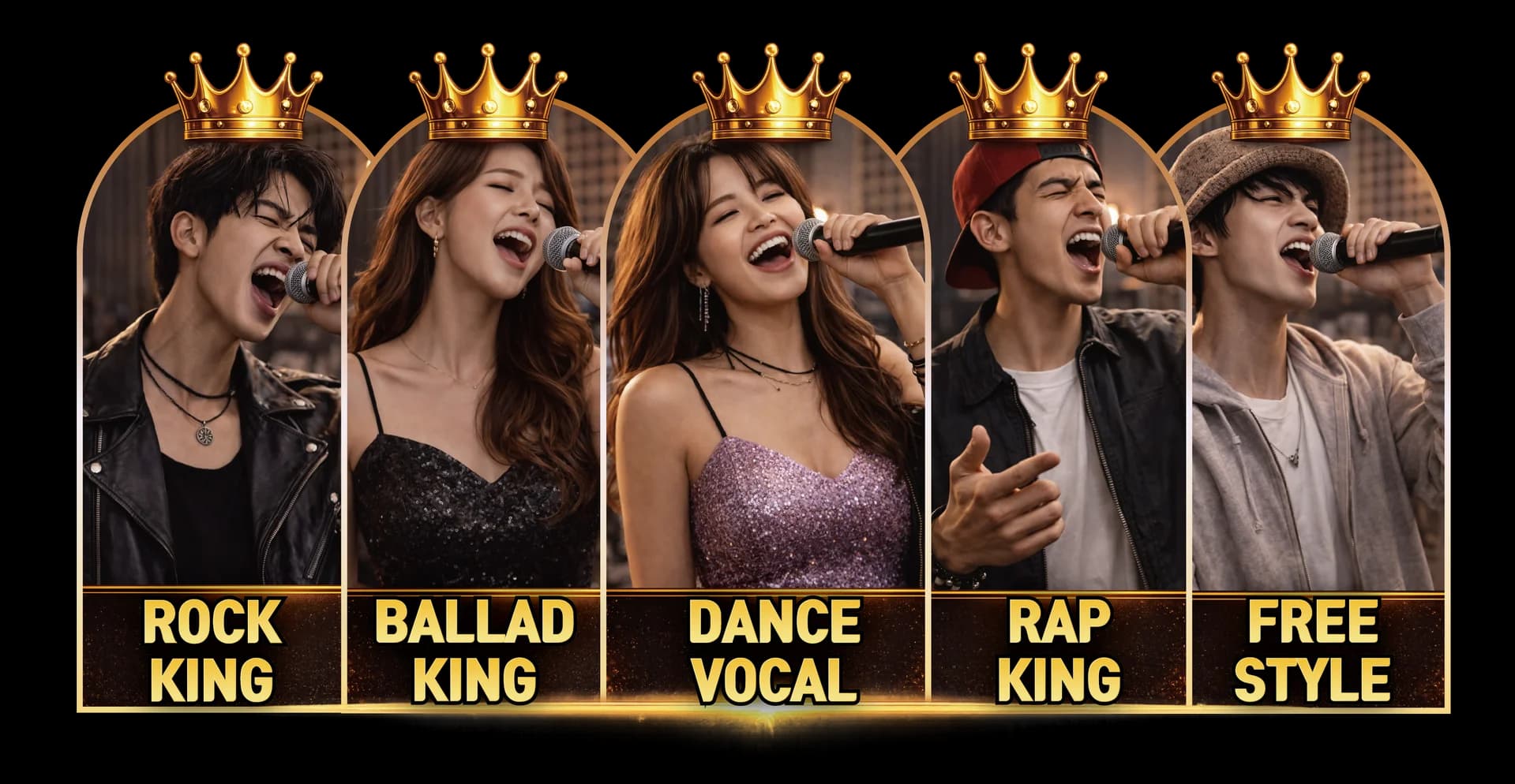 Rock King, Ballad King, Dance Vocal, Rap King, Free Style — 5개 장르별 싱어킹 카테고리